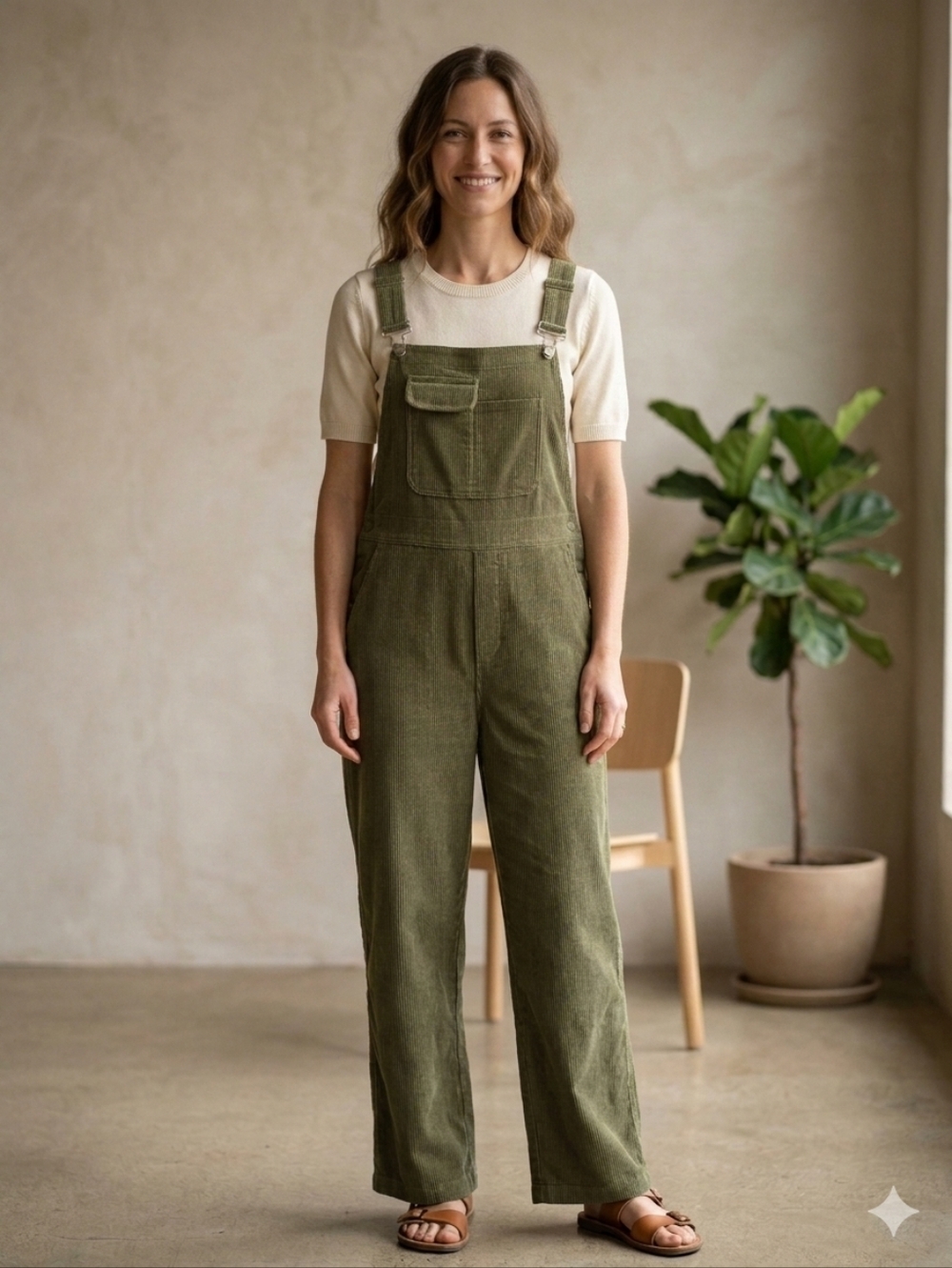 Olive Green Corduroy Overalls